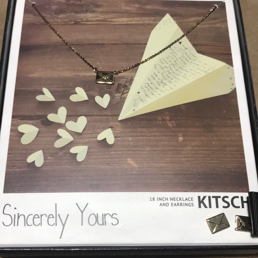 Envelope Charm Earrings And Necklace Set New In Box
